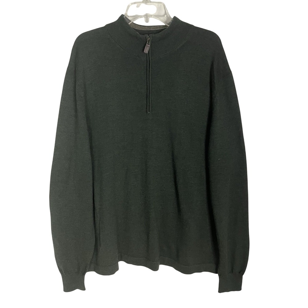 JOS A. BANK Traveler Collection Sweater Men Size XXL Merino Wool Zip Neck Green